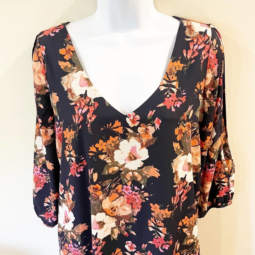 Lulus Shifting Dears Navy Floral Print Dress S - Picture 6 of 14